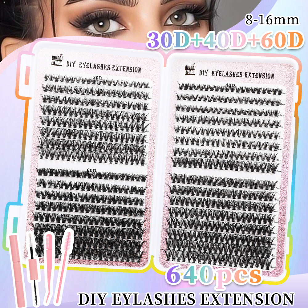 DIY Wimpernverlängerung Kit mit 640 Cluster-Wimpern von Bella Beyond Beauty