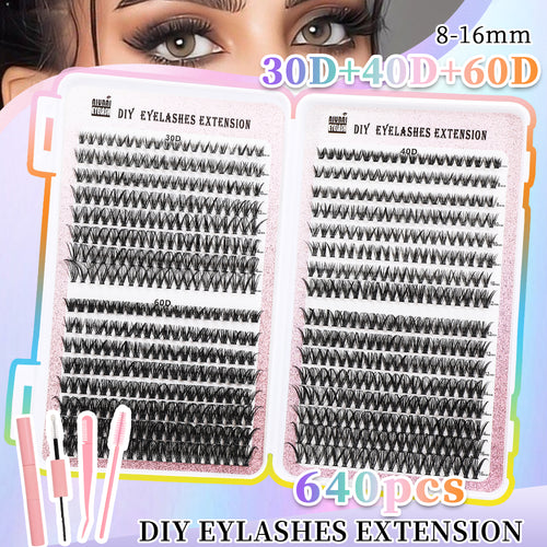 DIY Wimpernverlängerung Kit mit 640 Cluster-Wimpern von Bella Beyond Beauty