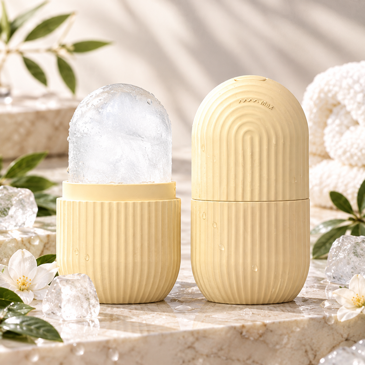 Ice Roller Gesicht aus Silikon – Eiswürfelform mit Griff & Deckel