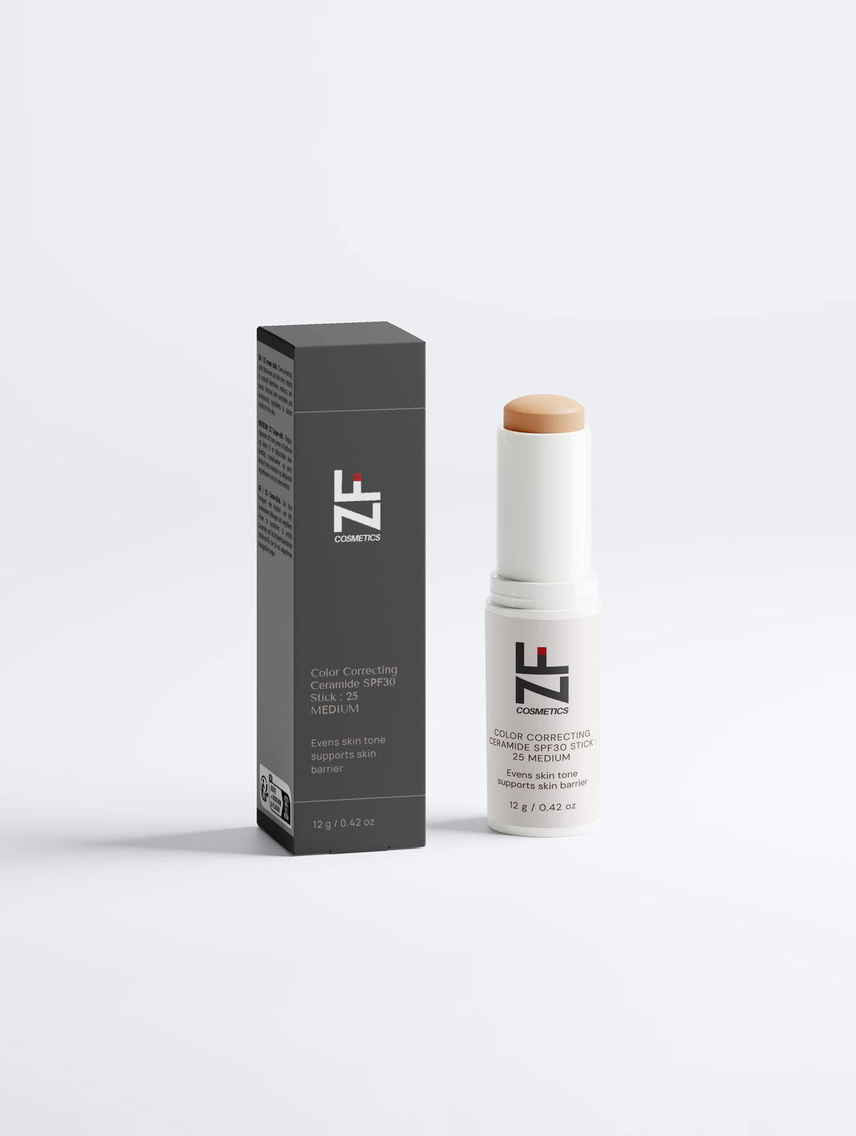 CC Cream Stick mit LSF 30 in Medium von ZF Kosmetik als weißer Drehstift vor hellem Hintergrund
